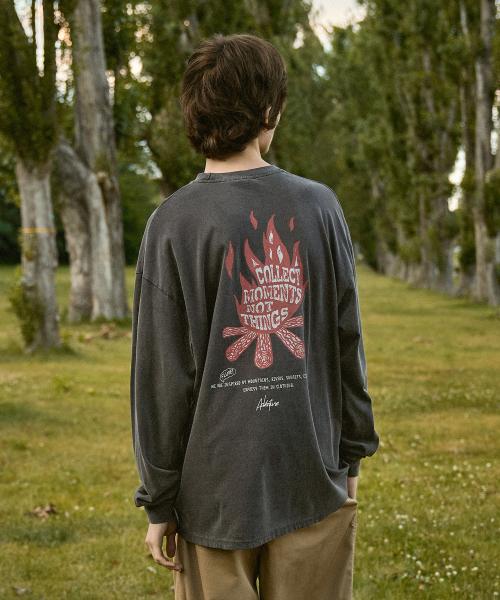 캠프 메시지 피그먼트 긴팔 티셔츠 다크그레이 FLT714