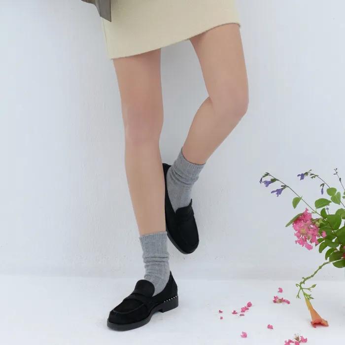cashmere blend ribbed socks - gray