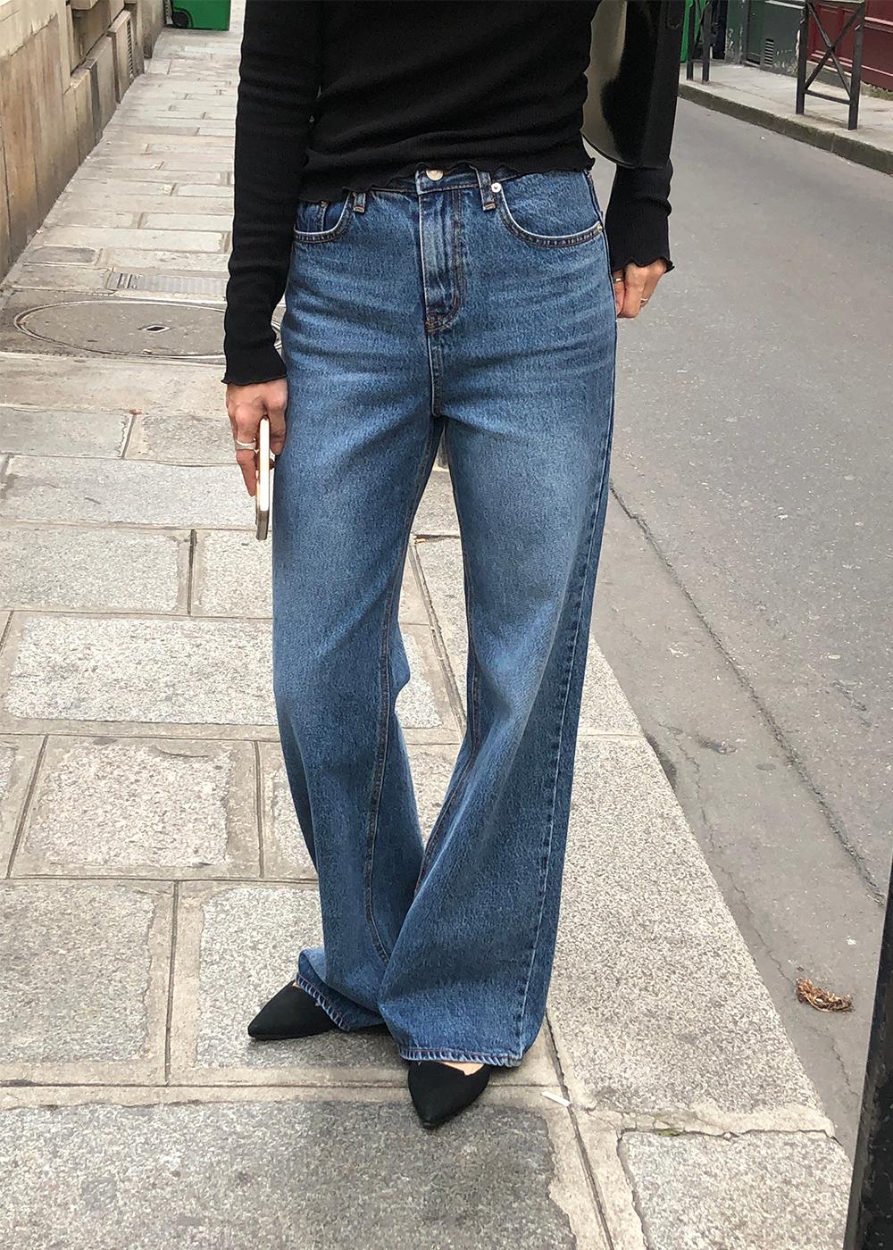 베이 부츠컷 데님 (Mid blue)