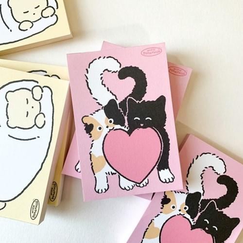 [윝판타] Love Cat & Rolled Bear MEMO PAD SET