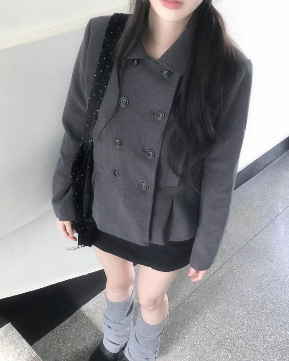 언버티 puda double button short coat