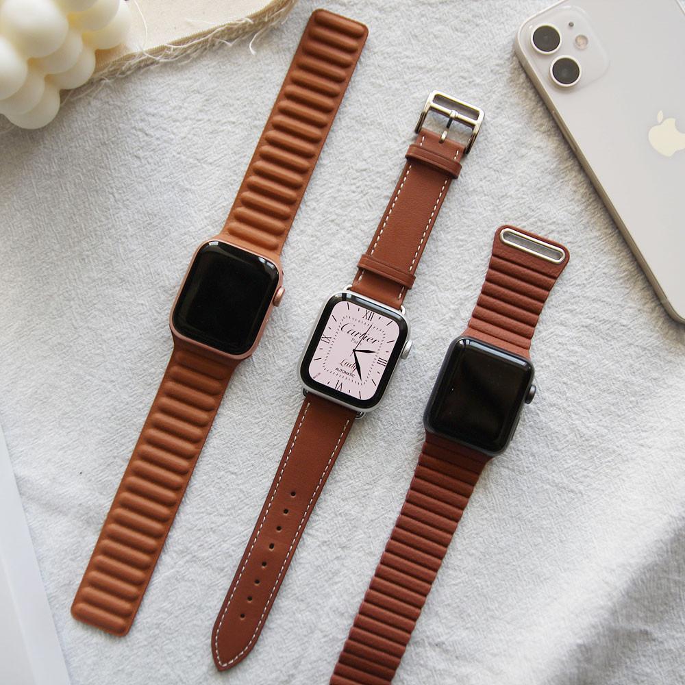저스트랩 애플워치 8 7 se2 울트라 가죽 링크 루프 싱글 더블 투어 마그네틱 밴드 스트랩