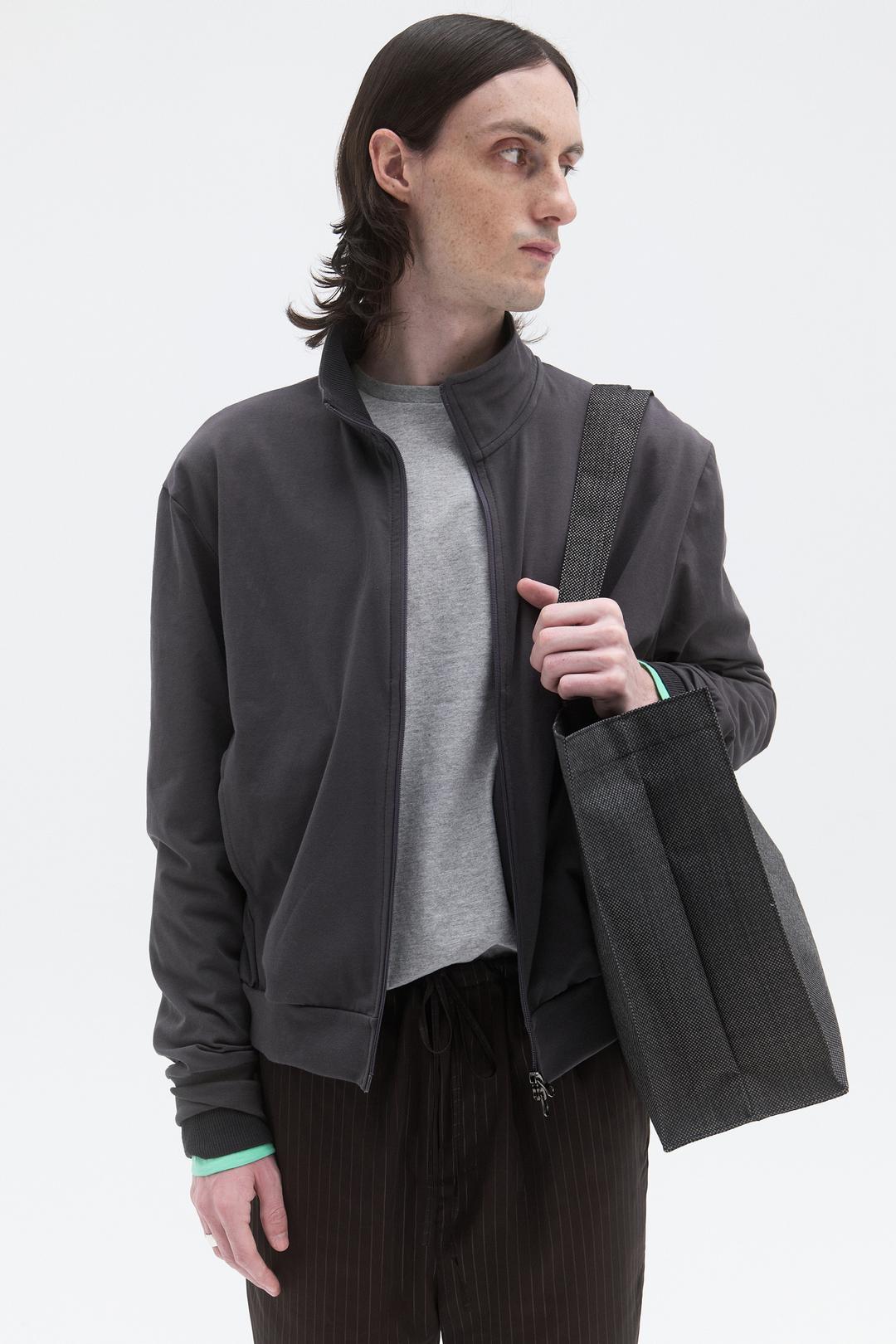PUNCHED RIB TRACK JACKET - CHARCOAL