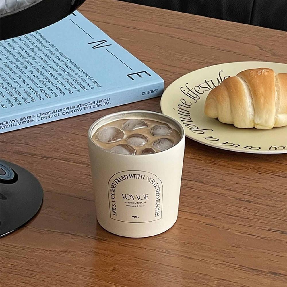 크림 베이지 미니 레터링 텀블러