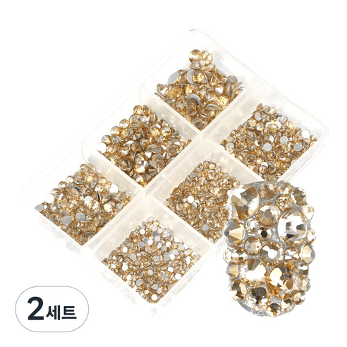 위드샨셀렉션 대용량 스와 플랫 스톤 세트, 02 샴페인골드, 2세트 - 네일케어 | 쿠팡
