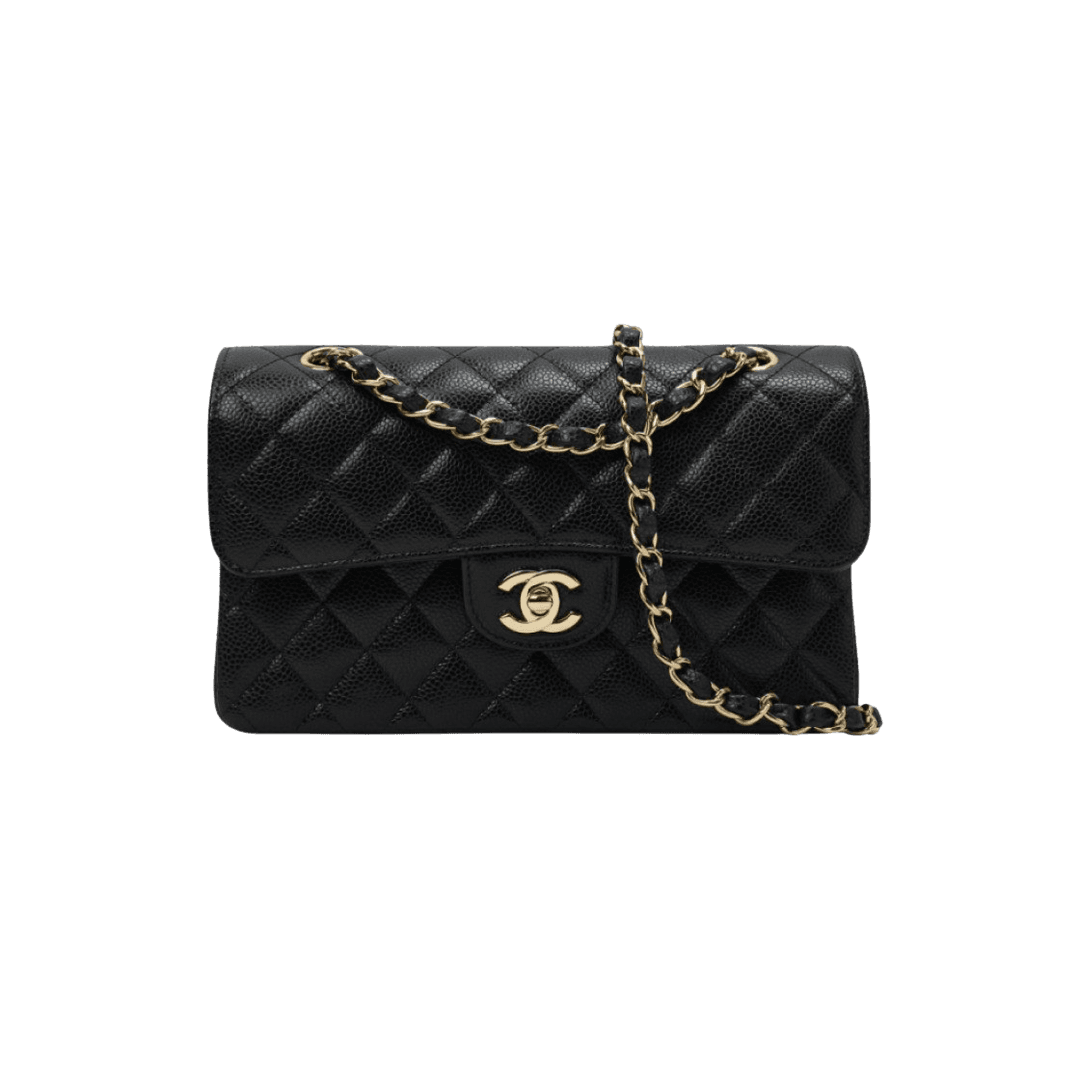 Chanel Small Classic Handbag Grained Calfskin & Gold Black