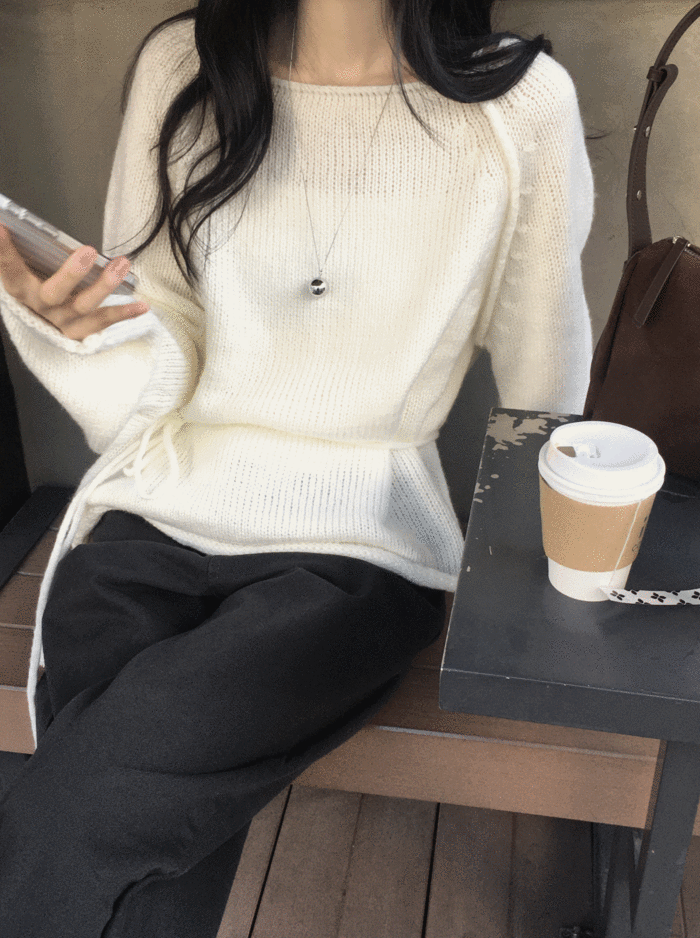 [주문폭주] 이츠 스트랩 타이 니트