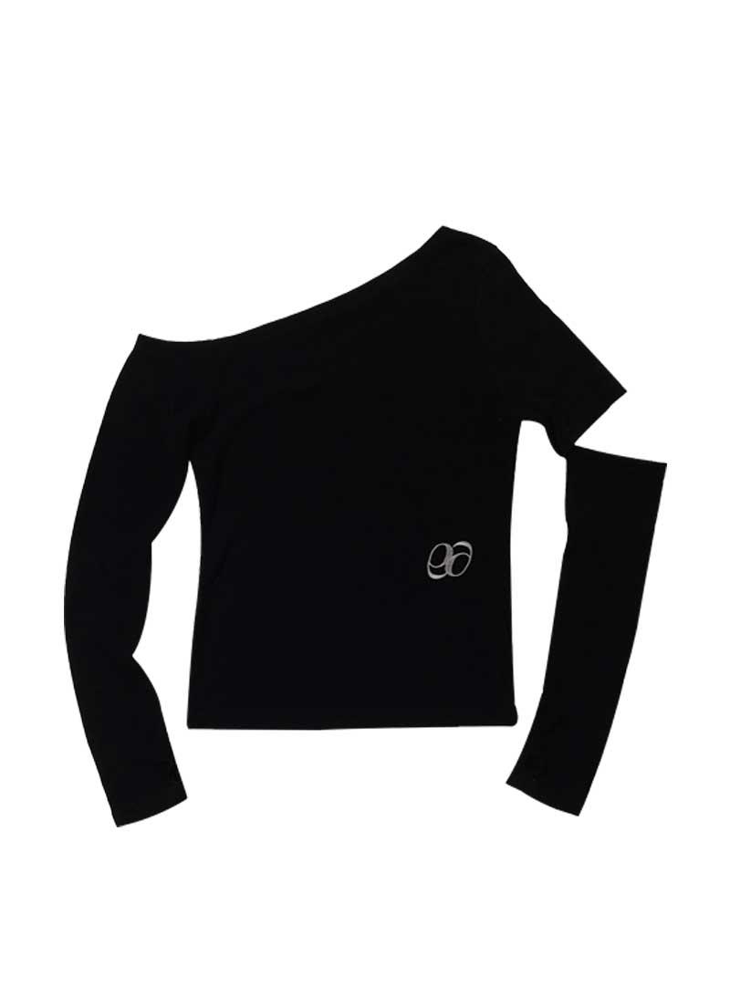 ONE SHOULDER CUT-OUT TOP / BLACK