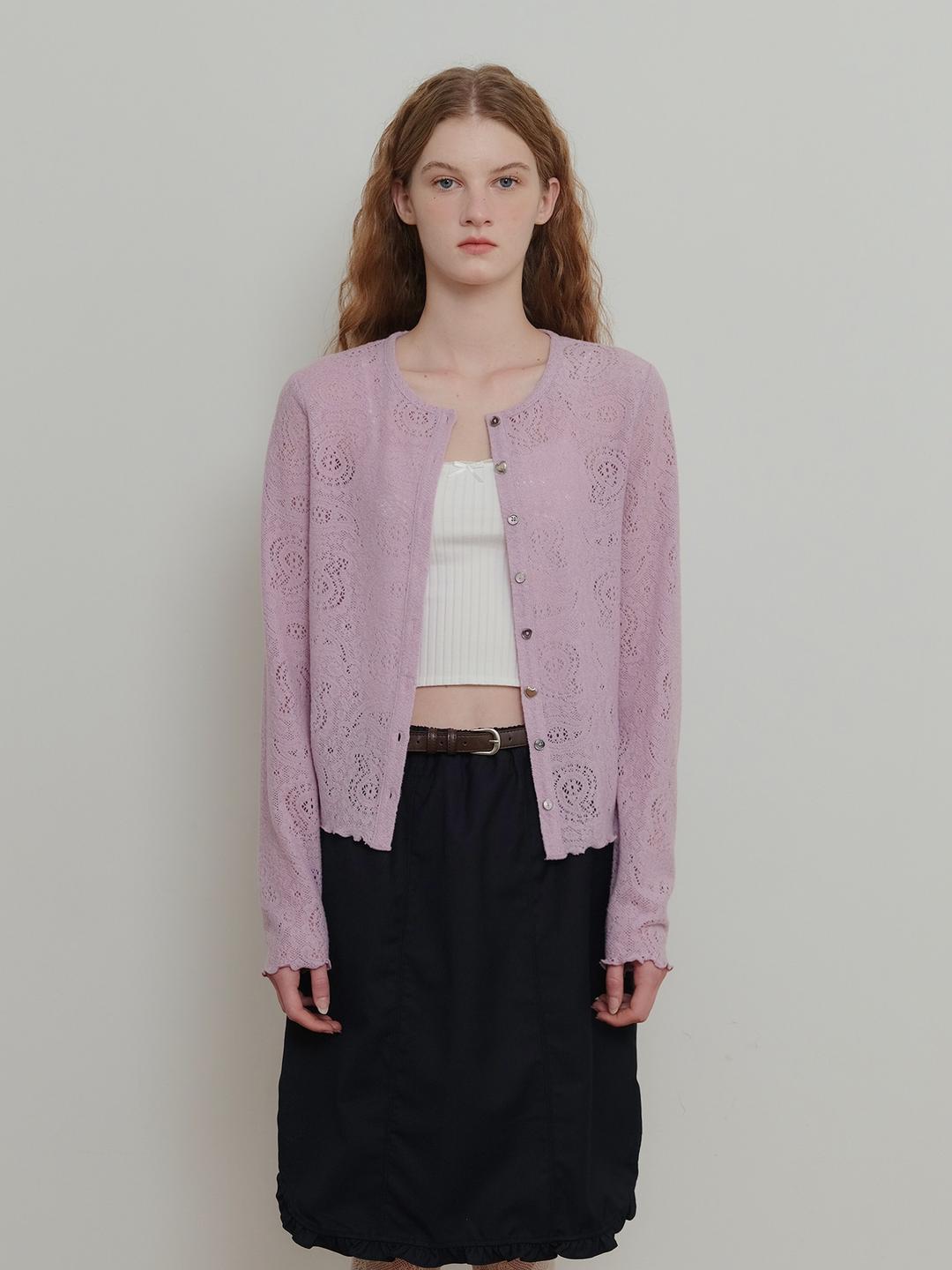 Flower Mix Button Cardigan - Pink
