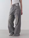 grayish wide denim pants