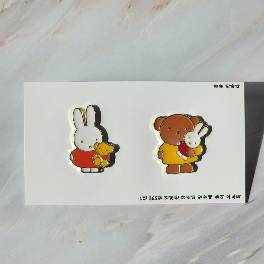 미피 보리스 뱃지 브로치 미피와 친구들 귀여운 캐릭터 뱃지 토끼 곰 가방뱃지 : 봄을 전하다