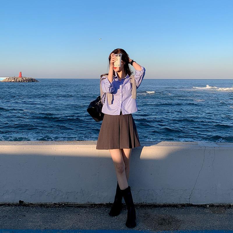 아뜨랑스 (S~XL/벨트세트/~겨울까지쭈욱)🚚부분당일발송 4만장 돌파✨  바지안감 주름 미니 핀턱미디스커트 스커트 sk6665 통통