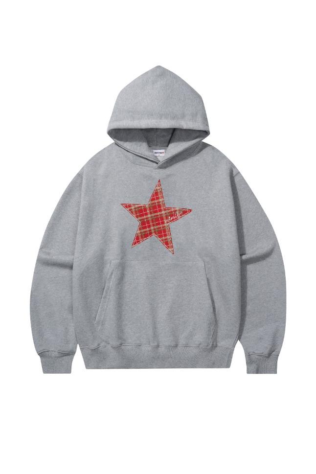 스타 패치워크 후드티_그레이