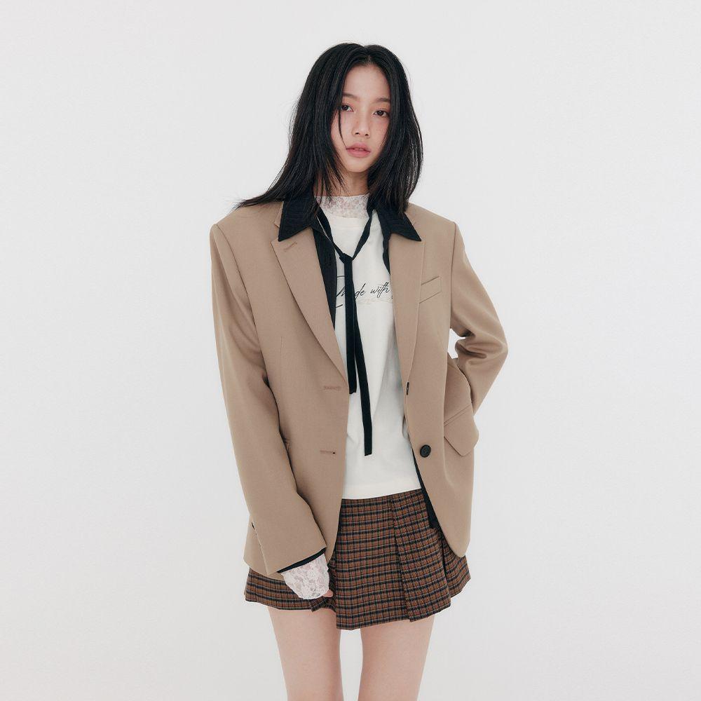 Over Sized Classic Blazer ( Warm Beige )