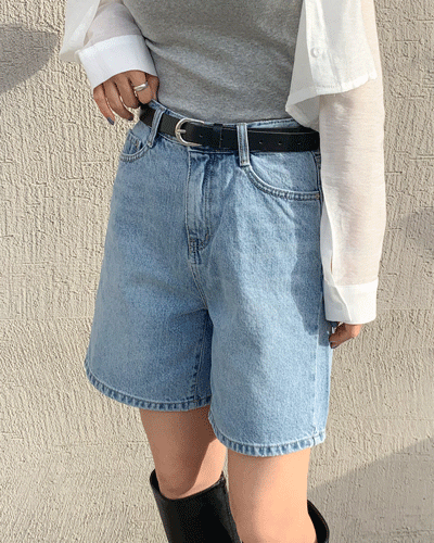 빈티지 탄탄 5부 4부 청반바지 하이웨스트 와이드 빅사이즈 흑청 연청