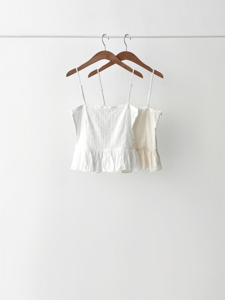 아이 당일 / vegetable 베지터블 레인 뷔스티에 슬리브리스 레이스 끈나시