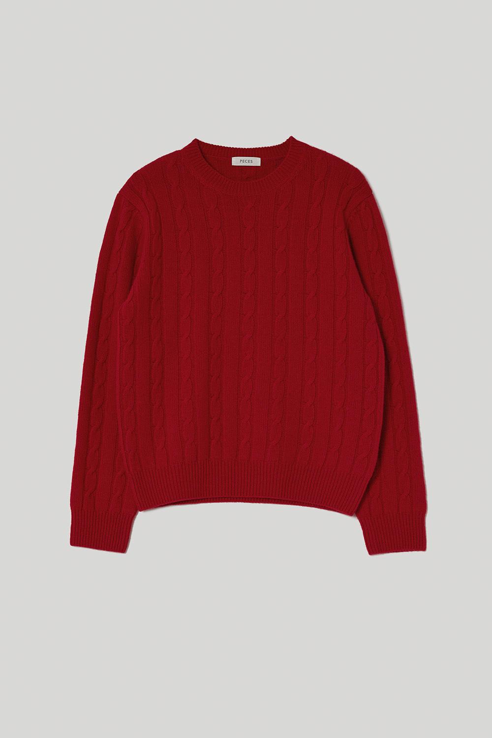 Classic cable sweater (Red)
