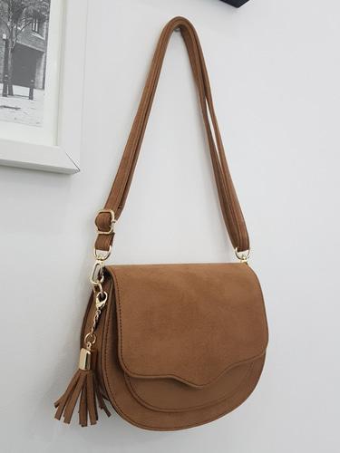 루비나틴 스웨이드 미니 태슬 반달 크로스백 5컬러