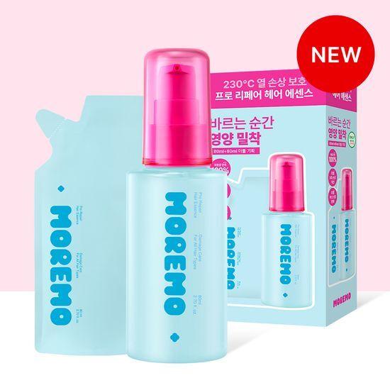 [단독기획][열 손상예방]모레모 NEW 프로 리페어 헤어에센스 80ml기획(+80ml 리필 파우치)