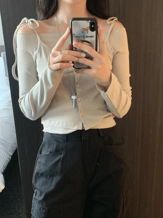 로엔 오프숄더 뷔스티에 세트 티셔츠