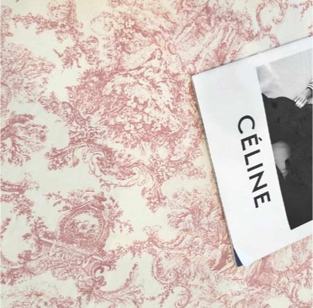 아이보리 뜨왈드주이 프렌치 명화 코튼 면원단 4칼라 빈티지