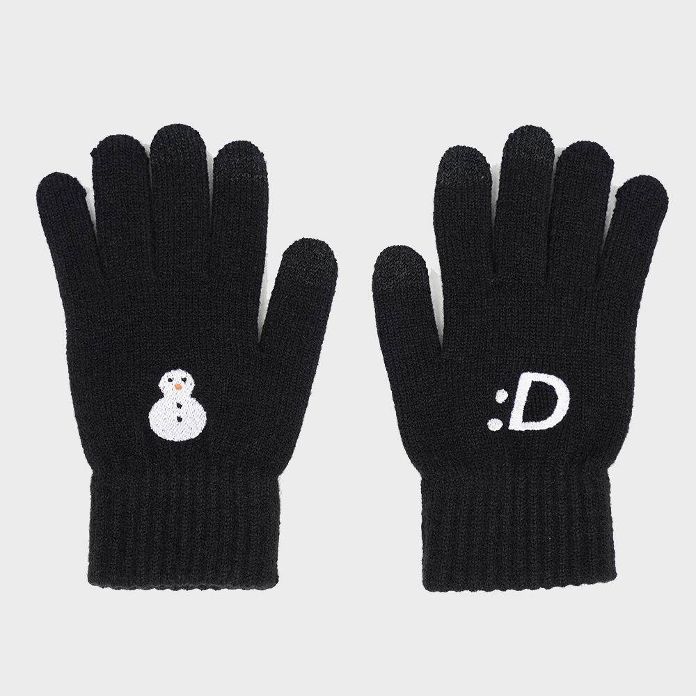 눈사람 스마트폰 터치 기모 울장갑_블랙
