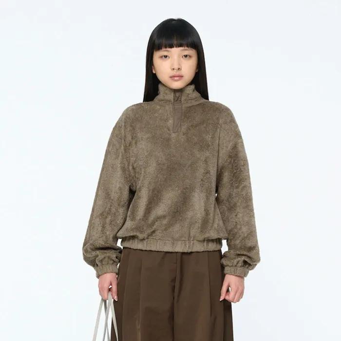 FLUFFY OVERSIZED HALF NECK PULLOVER (2COLORS)