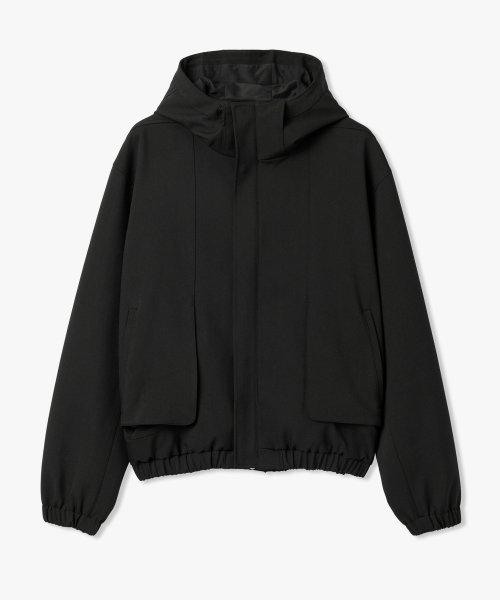 포켓 밴딩 후드 야상 - 블랙