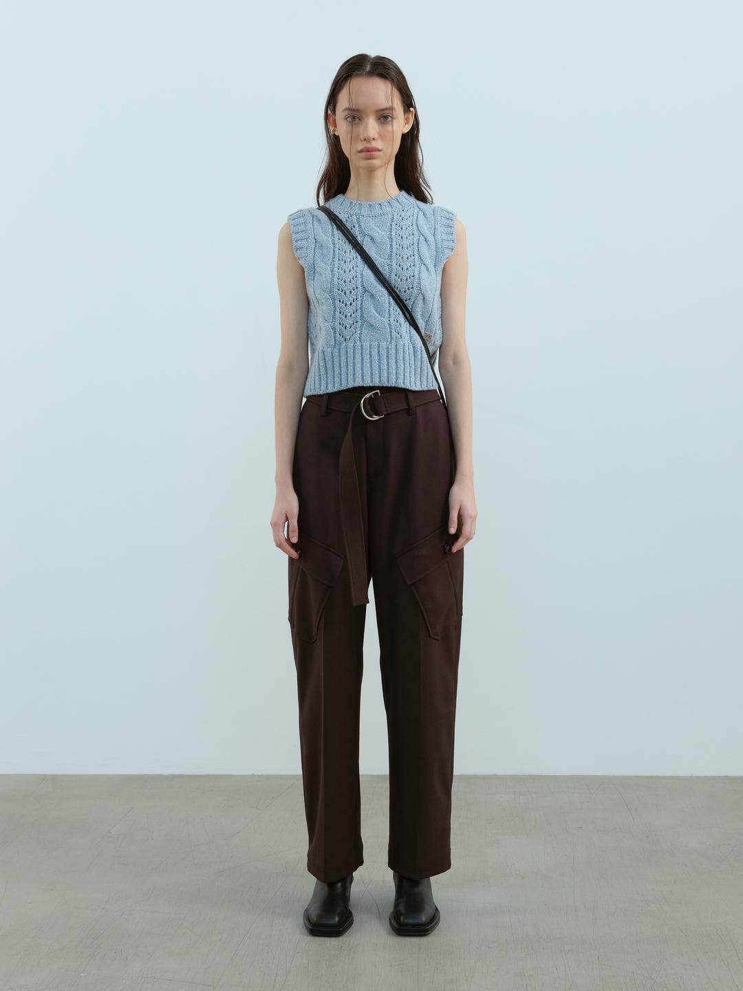 BLUE CABLE KNIT VEST