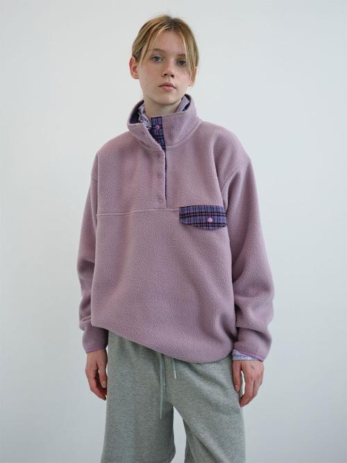 레트로 스냅 플리스 아노락 (Lavender)