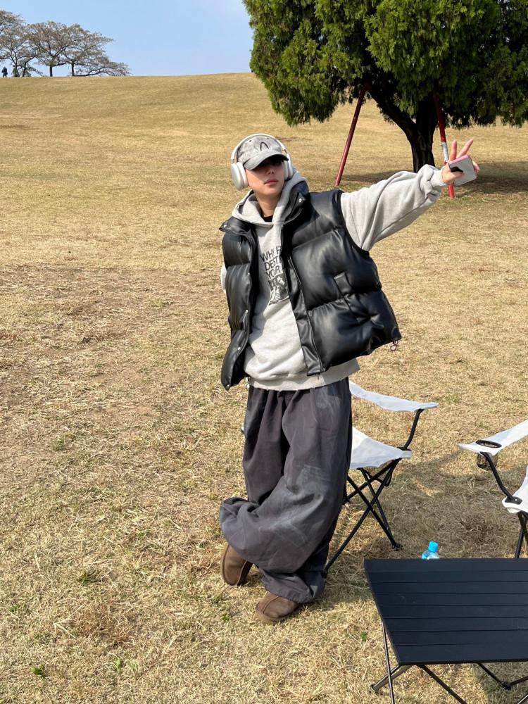 모스 레더 조끼 패딩 -2C