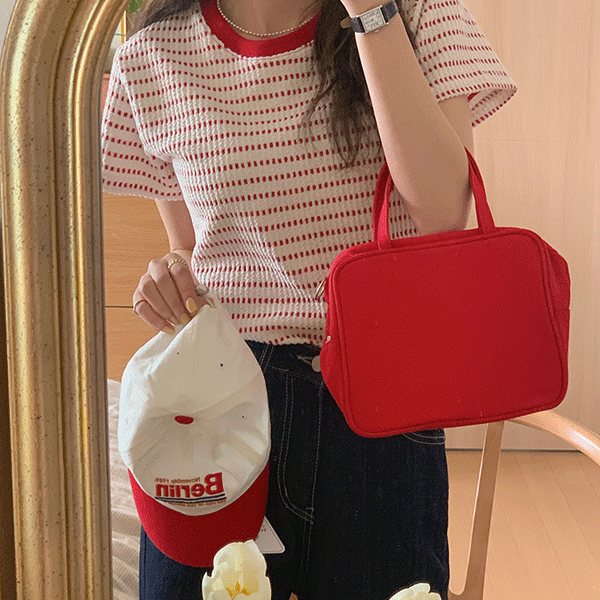 (3color)투게더 패턴 배색 여름 크롭 반팔 티셔츠