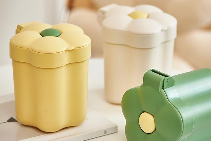 1+1 에그 플라워 미니휴지통 귀여운 책상 휴지통 소형휴지통 (3colors)