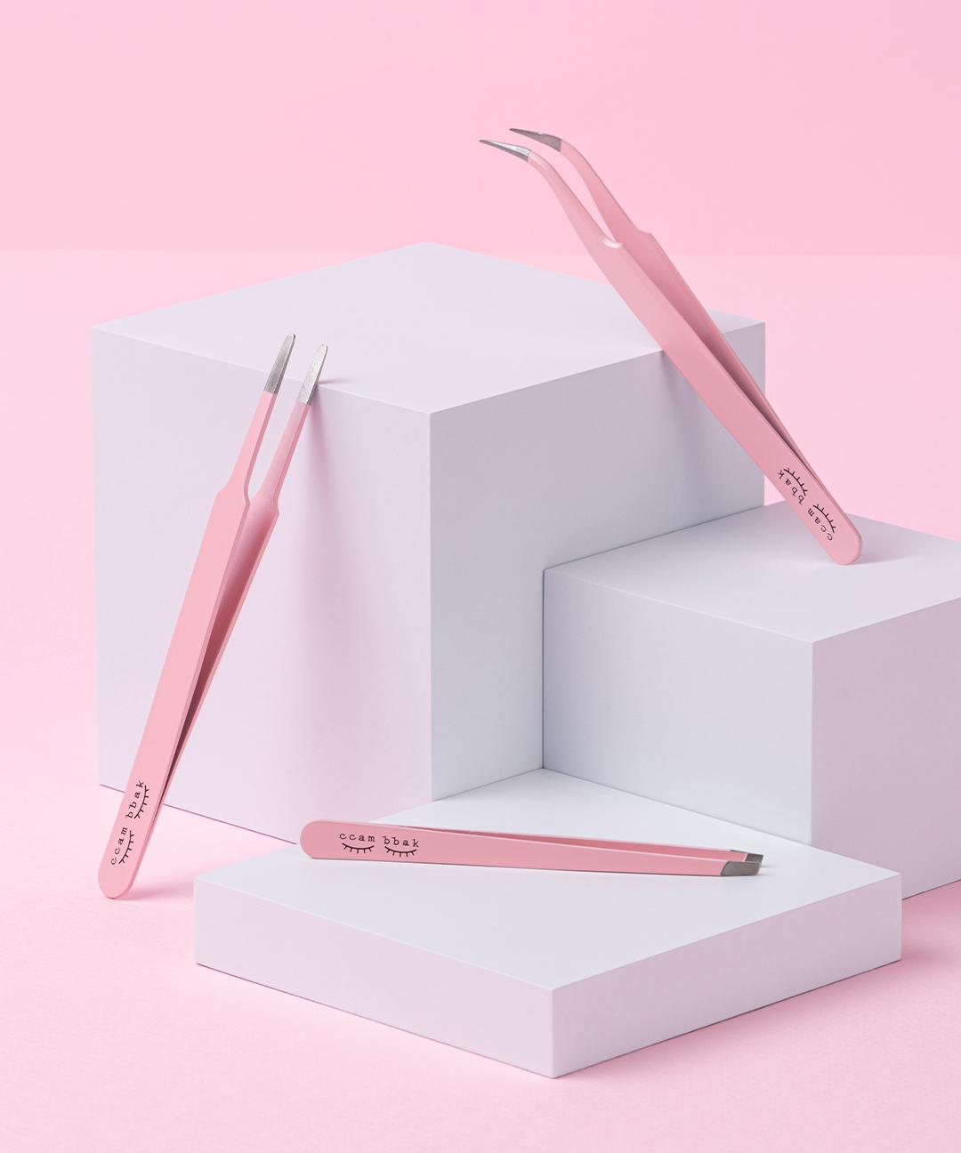 깜빡 [직진] 깜빡 핑크 트위저 속눈썹 전용 핀셋 족집게 (3종 1택)