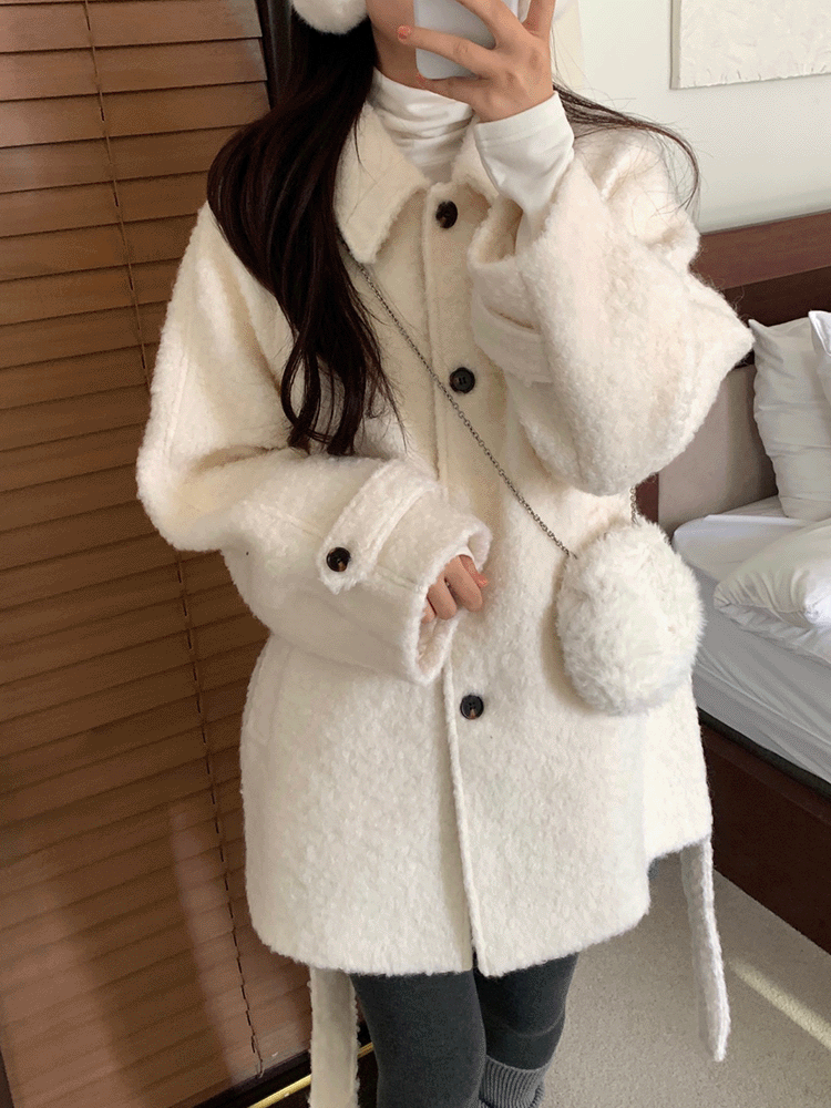 피터앤웬디 [❄️아우터대전/고퀄리티💭] 플러피 부클 하프 코트