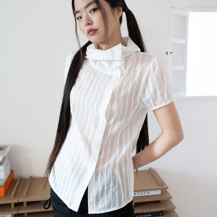 [2차] DRAPE COLLAR BLOUSE (WHITE)