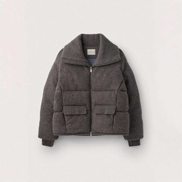Shetland wool alpaca puffer jacket_Ash