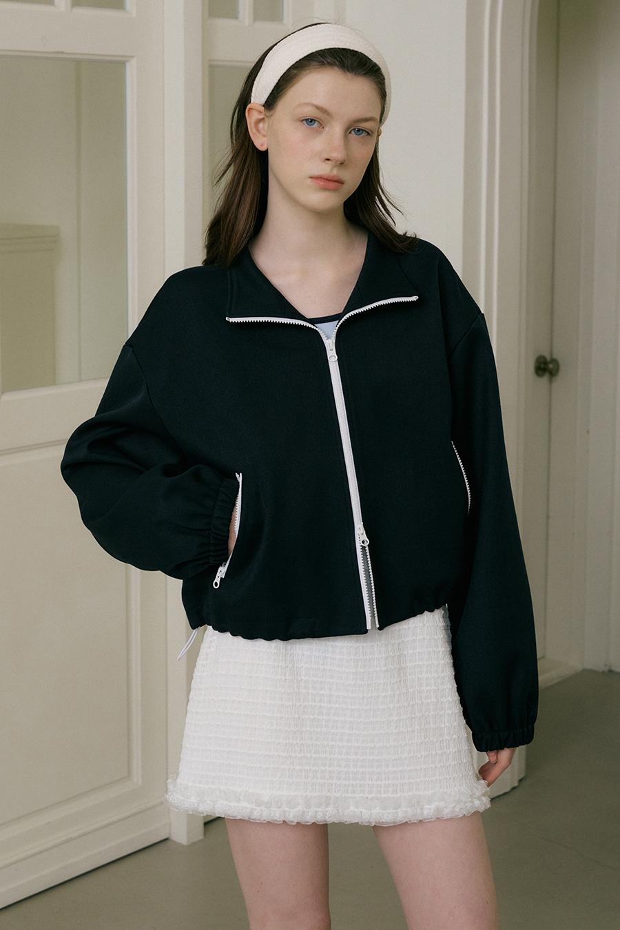 PLAIN ZIP-UP JACKET - NAVY