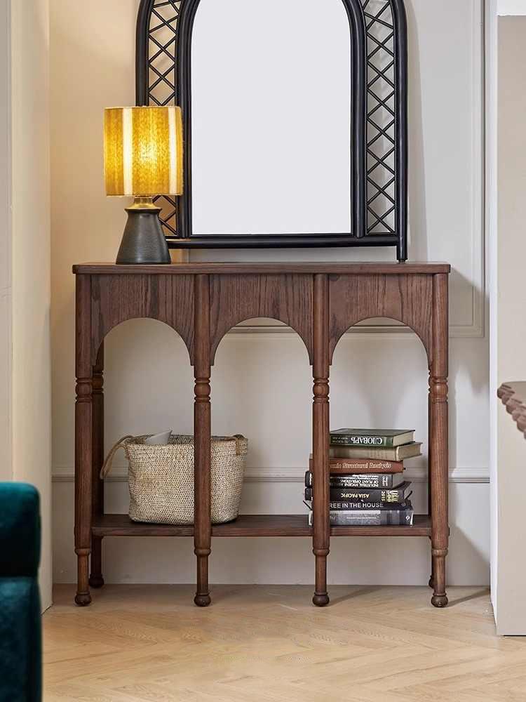 북유럽 레트로 Drakle 우드 수납 선반 테이블 거실 복도 인테리어