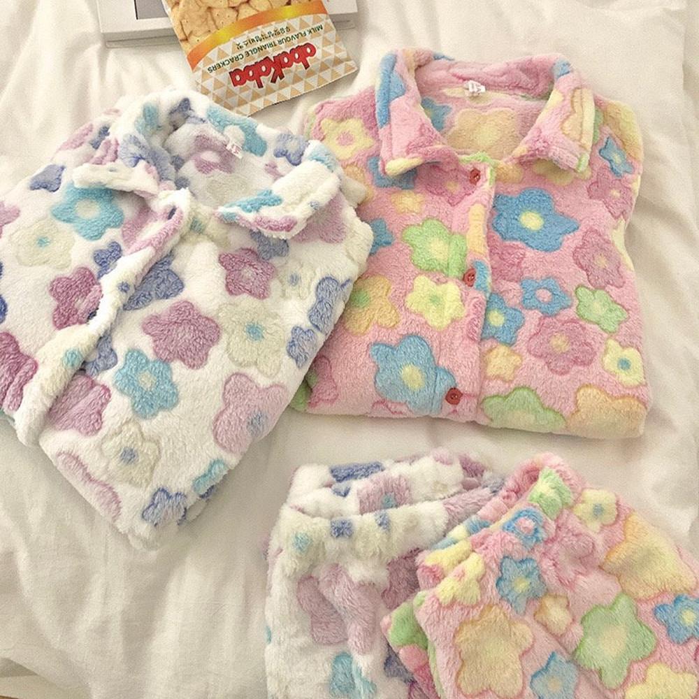 수면잠옷 세트 여자 시밀러룩 컬러 플라워 파자마