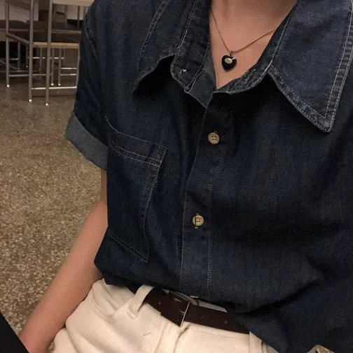 [당일발송]위드 데님 셔츠