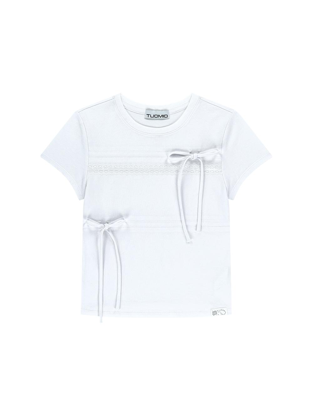 RIBBON LAYERED SHORT SLEEVES [WHITE]