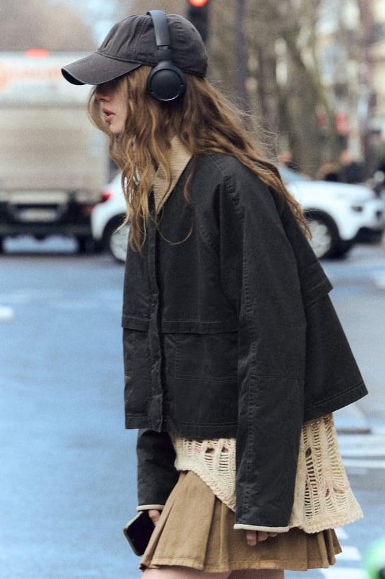 WAXED JACKET WITH CONTRAST COLLAR