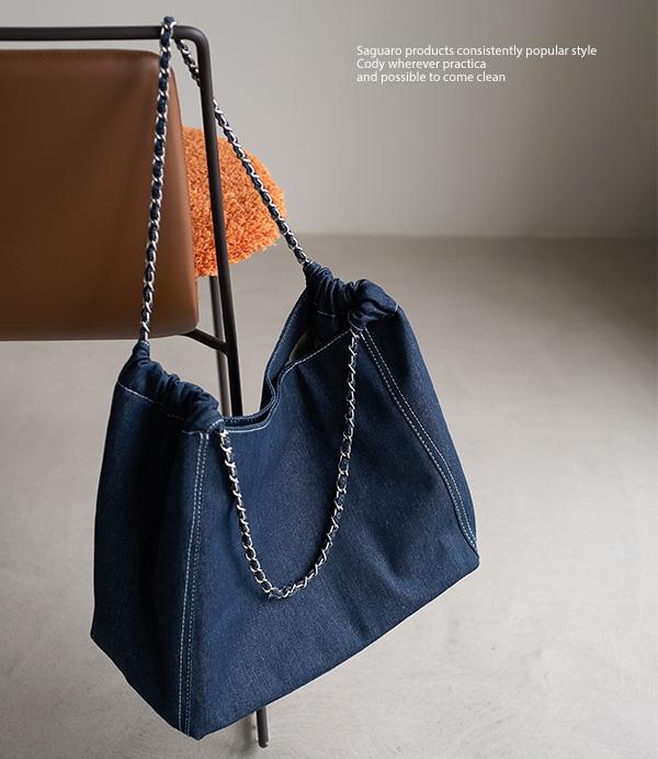 데님 체인 숄더 백<span style=font-size:0pt