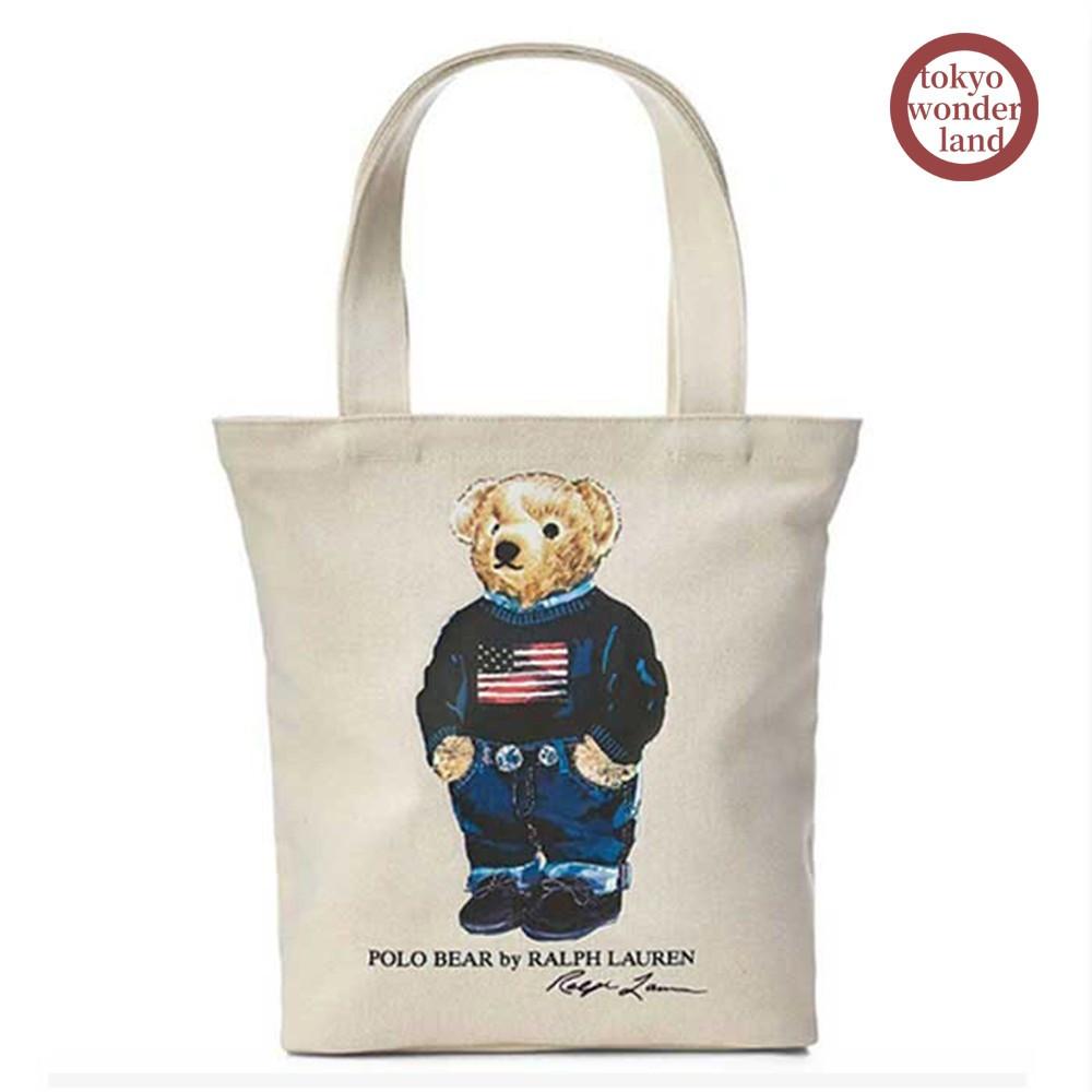 폴로 랄프로렌 토트백 베어 캔버스 코튼 A4 9AR021 화이트 내추럴