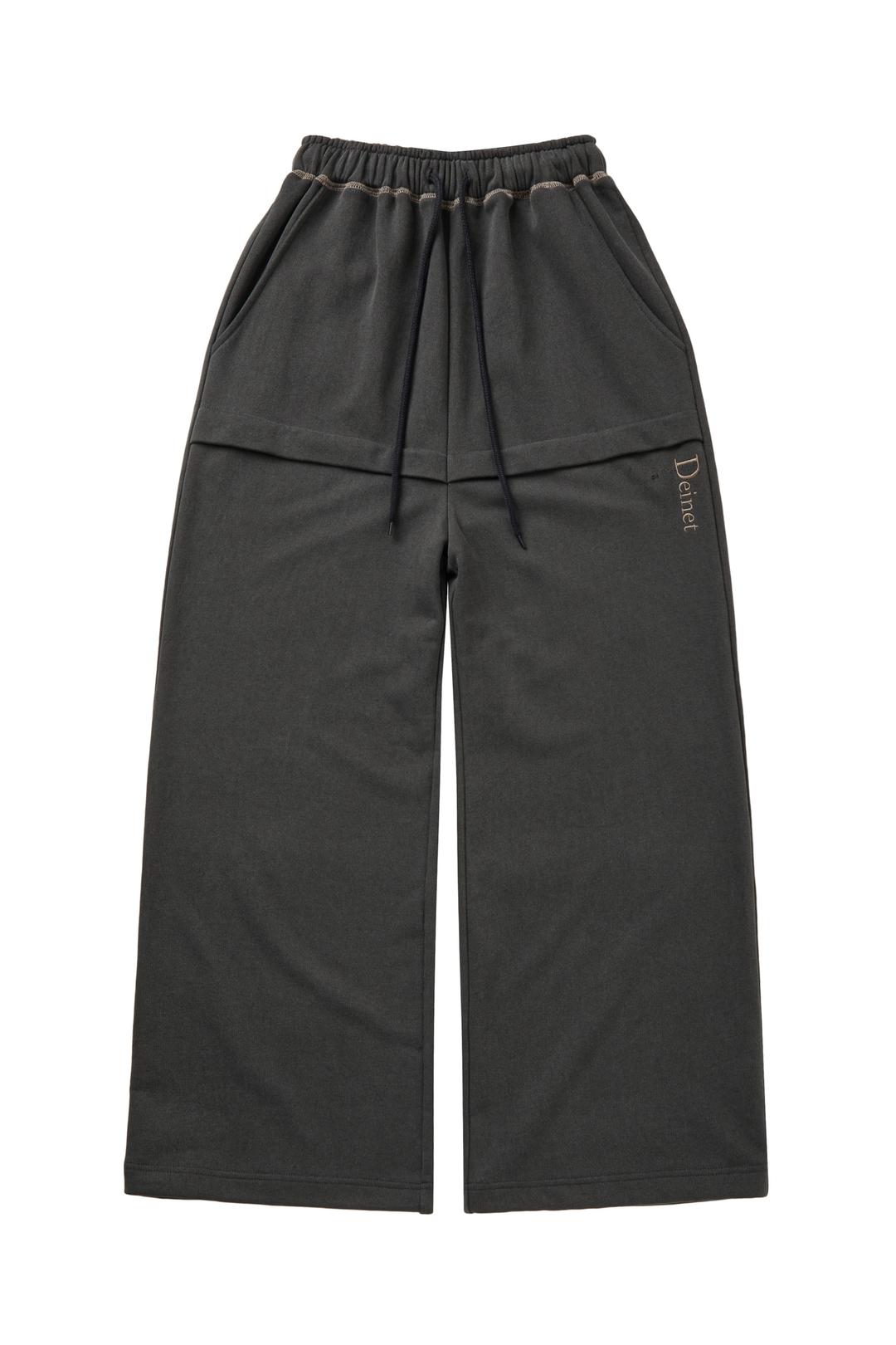 DEINET LAYERED SWEAT PANTS IN CHARCOAL