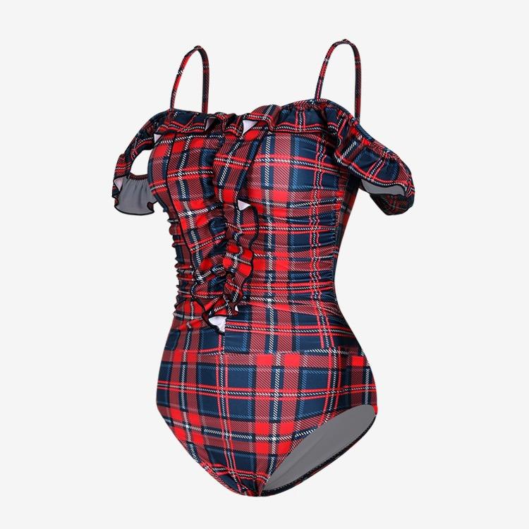 아이러브비키니 마틸다 체크 프릴 모노키니