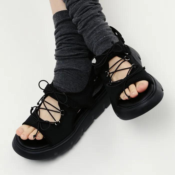 RIBONA PLATFORM SANDALS / BLACK