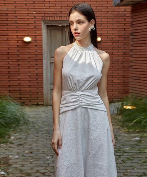 24SS 쥴리28 시크릿가든 코랄 시어서커 원피스 화이트