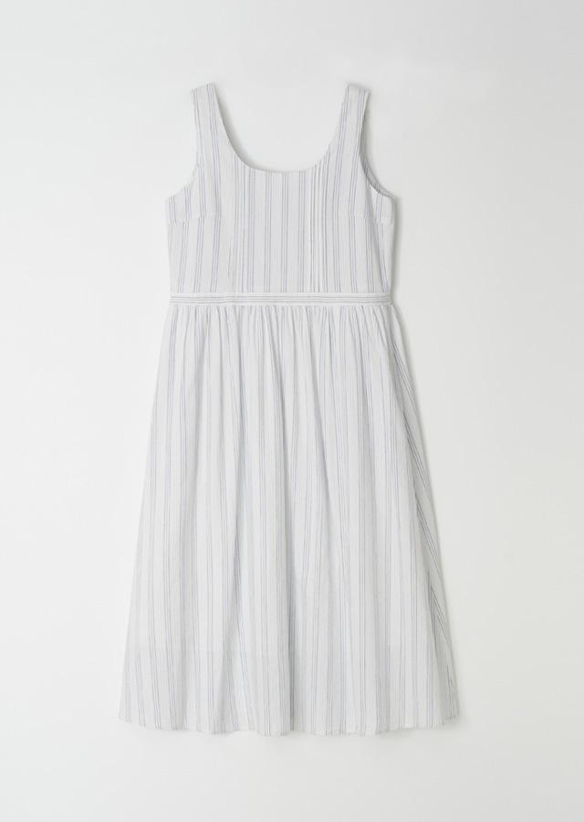 stripe sleeveless dress-blue